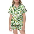 thumbnail image 1 of Pajama Set for Girls 2PC St. Patrick's Day Lapel Button up Kids Loungewear Boys Sleepwear 2 Piece Outfits Z08-White 12-13 Years, 1 of 4
