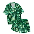 thumbnail image 1 of Pajama Set for Girls 2PC St. Patrick's Day Lapel Button up Kids Loungewear Boys Sleepwear 2 Piece Outfits Z13-Green 6-7 Years, 1 of 4
