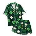 thumbnail image 1 of Pajama Set for Girls 2PC St. Patrick's Day Lapel Button up Kids Loungewear Boys Sleepwear 2 Piece Outfits Z14-Green 6-7 Years, 1 of 4