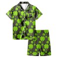 thumbnail image 1 of Pajama Set for Girls 2PC St. Patrick's Day Lapel Button up Kids Loungewear Boys Sleepwear 2 Piece Outfits Z21-Dark Green 6-7 Years, 1 of 4