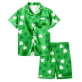thumbnail image 1 of Pajama Set for Girls 2PC St. Patrick's Day Lapel Button up Kids Loungewear Boys Sleepwear 2 Piece Outfits Z24-Green 3-4 Years, 1 of 4