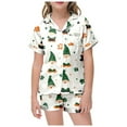 thumbnail image 1 of Pajama Set for Girls 2PC St. Patrick's Day Lapel Button up Kids Loungewear Boys Sleepwear 2 Piece Outfits Z27-White 12-13 Years, 1 of 4