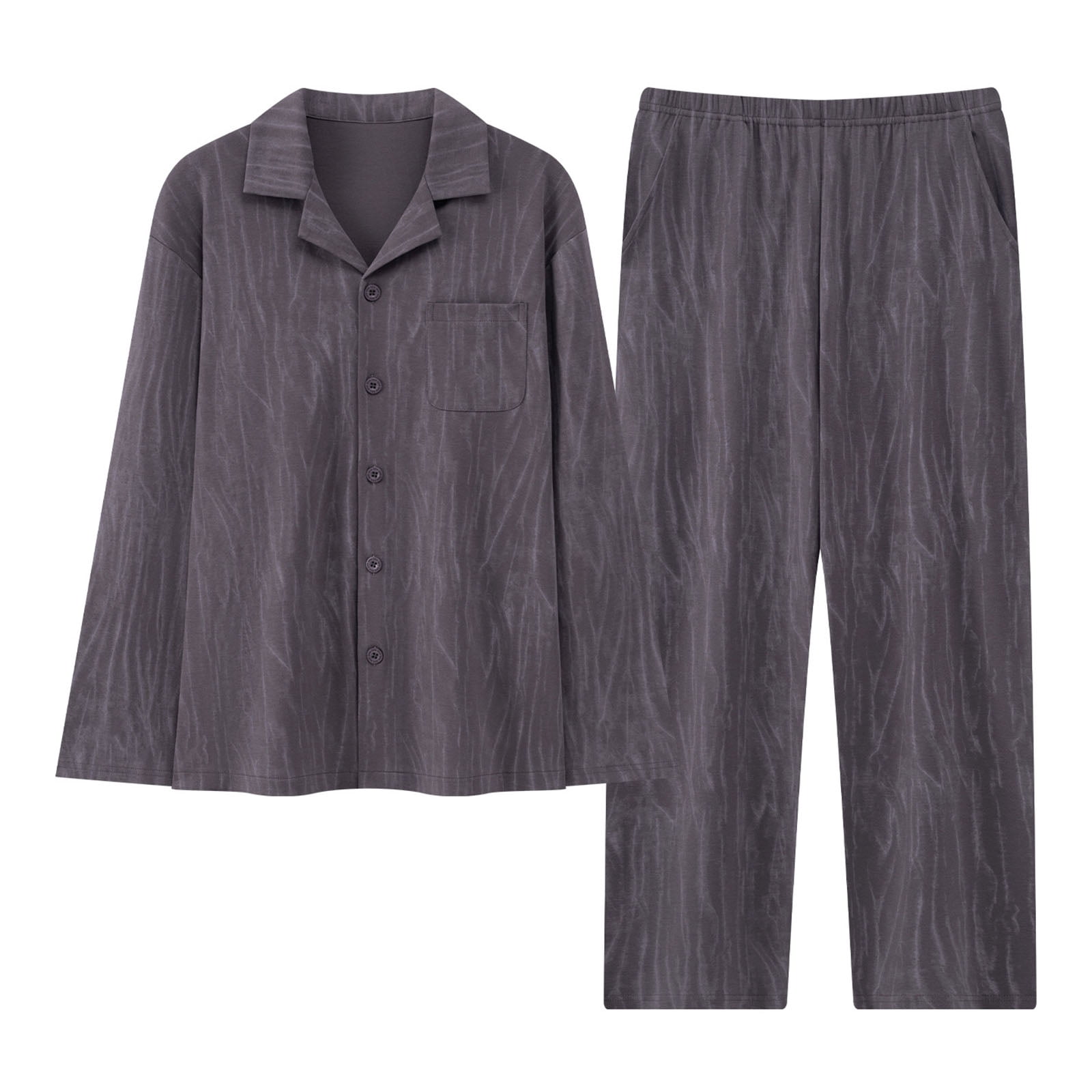 Pajama Set for Men Cotton Sleepwear Loungewear Brushstroke Pattern Long ...