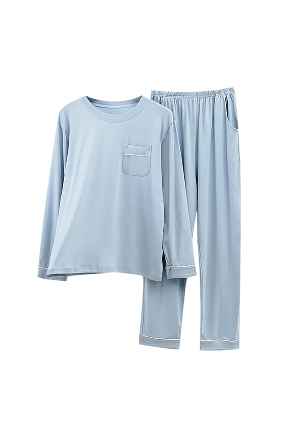 Pajama Set for Men Two Pieces Stretchy Lightweight Pullover Sleepwear Casual Homewear