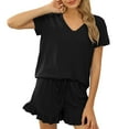 thumbnail image 1 of Pajama Set for Women 2 Piece Lounge Set Short Sleeve Tops and Lace Trim Shorts Soft Sleepwear Two Piece Lounge Set for Women, 1 of 6
