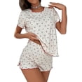 thumbnail image 1 of Pajama Set for Women Cute Print Short Sleeve Tee and Shorts Lounge Sleepwear, 1 of 6