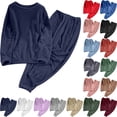 thumbnail image 1 of Pajama Set for Women Loose Solid And Winter Underwear Loungewar Thick And Velvet Warm Velvet Long Sleeves Top Pants Pajama Sets, 1 of 7