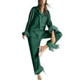 thumbnail image 1 of Pajama Set for Women Pajama Set Women Long Tops Long Set 2 Sleeve Piece Sleepwear Pants Women Suits Sets, 1 of 4