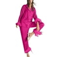 thumbnail image 1 of Pajama Set for Women Pajama Set Women Long Tops Long Set 2 Sleeve Piece Sleepwear Pants Women Suits Sets, 1 of 4