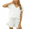 thumbnail image 1 of Pajama Set for Women Shorts Sleepwear V-neck Soft Summer Pj Lounge Set Loungewear S-XXL, 1 of 11