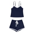 thumbnail image 1 of Pajama Sets For Women Summer Thin Backless Floral Pajamas Cotton Camisole Sleepwear Loungewear Dark Blue L, 1 of 4