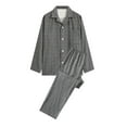 thumbnail image 1 of Pajama Sets for Men 2 Piece Pajamas with Pockets Mens Casual Lightweight Plaid Printed Long Sleeve Button-Down Shirts and Pants Loungewear Outfits Set, 1 of 2