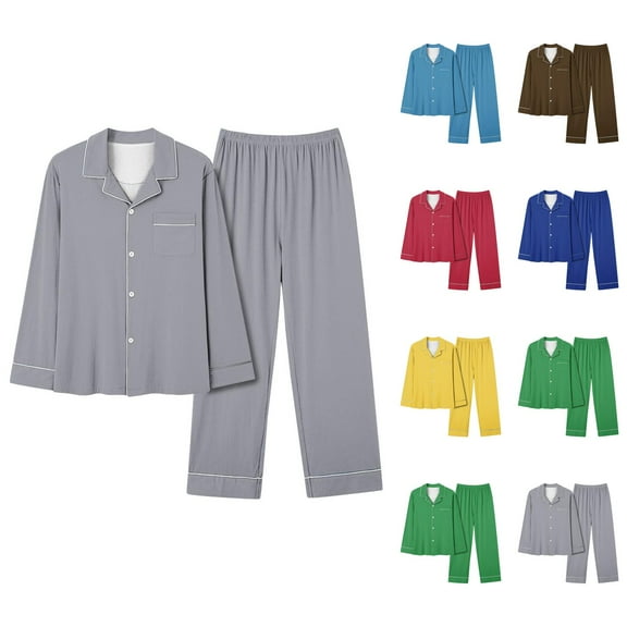 Pajama Sets – Summer Lightweight Lounge Sets for Women & Sleepwear Women's Casual V Neck Pocket Solid Color Long Pajama Pantsuit