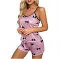 thumbnail image 1 of Pajama Sets for Women Akafmk Womens Pajama Sets,Camisole Pajamas for Women Set,Fashion Women Print Color Round Neck Camisole Sleeveless Shorts Pajama Set, 1 of 5