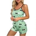 thumbnail image 1 of Pajama Sets for Women Akafmk Womens Pajama Sets,Camisole Pajamas for Women Set,Fashion Women Print Color Round Neck Camisole Sleeveless Shorts Pajama Set, 1 of 5