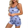 thumbnail image 1 of Pajama Sets for Women Akafmk Womens Pajama Sets,Camisole Pajamas for Women Set,Fashion Women Print Color Round Neck Camisole Sleeveless Shorts Pajama Set, 1 of 4