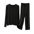 thumbnail image 1 of Pajama Sets Women Modal Pajamas for Women Crew Neck Sleepwear Long Sleeve Loungewear 2 Piece Pj Set for Women Fall Pajamas for Women XL, 1 of 5