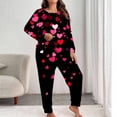 thumbnail image 1 of Pajama Sets for Women Plus Size Women’s Pajama Set Soft Cute Print Set Long Sleeve Tops Loose Pants Sleepwear 2 Piece Lightweight Comfy Loungewear Black XXL, 1 of 5