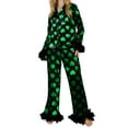 thumbnail image 1 of Pajama Sets Women Women Silk Pajamas Set Heart Print Long Sleeve Sleepwear Soft Button down Loungewear Womens 2 Piece Lounge Sets Woman Gifts M, 1 of 8