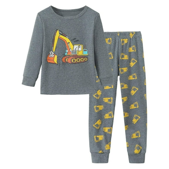 Pajama Sets for Boys Graphic Pajama Crewneck Long Sleeve Cozy Nightwear Pajamas Boys Size 7-8 Years