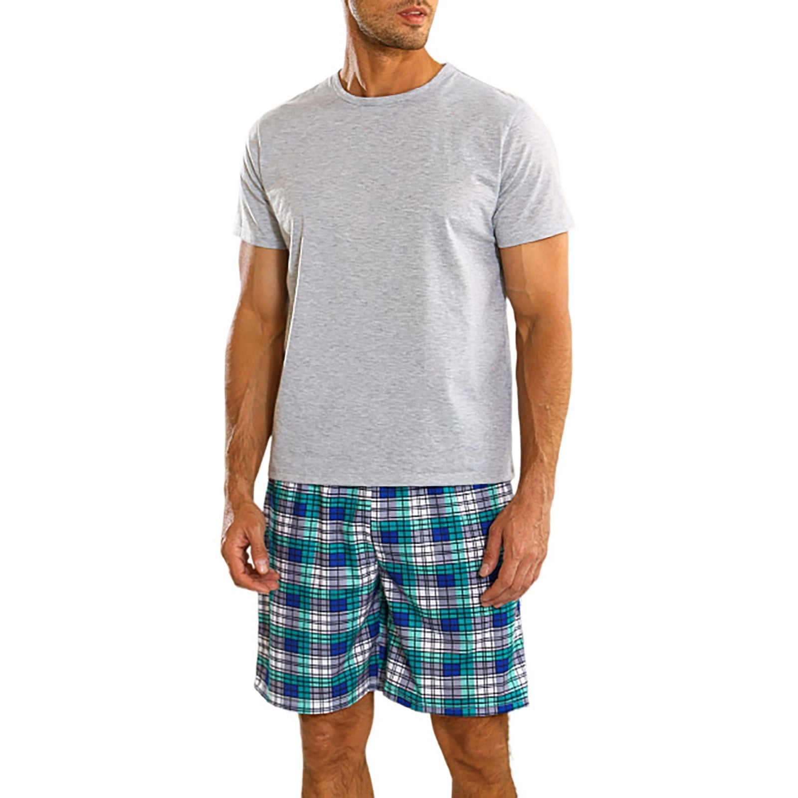 Pajama Sets for Men 2 Piece Casual Soft Short Sleeve Short Pant with ...