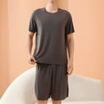 thumbnail image 1 of Pajama Sets for Men Big & Tall L-4X Plus Size Lightweight Short Sleeve Loungewear Outfits Solid 2 Piece T-Shirts and Shorts Sleepwear Set, 1 of 8