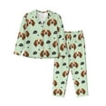 thumbnail image 1 of Pajama Sets for Women 2 Pcs, Beagle Dog woof Button Down Long Sleeve Sleepwear Lounge PJ Sets, 1 of 6