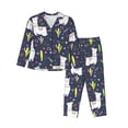 thumbnail image 1 of Pajama Sets for Women 2 Pcs, Cartoon Cute Alpaca Cactus Flower Button Down Long Sleeve Sleepwear Lounge PJ Sets, 1 of 6