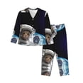 thumbnail image 1 of Pajama Sets for Women 2 Pcs, Cat Astronaut Button Down Long Sleeve Sleepwear Lounge PJ Sets, 1 of 6