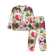thumbnail image 1 of Pajama Sets for Women 2 Pcs, Christmas Gingerbread Cookies Button Down Long Sleeve Sleepwear Lounge PJ Sets, 1 of 6