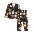 thumbnail image 1 of Pajama Sets for Women 2 Pcs, Colourful Mug Coffee Print Button Down Long Sleeve Sleepwear Lounge PJ Sets, 1 of 6