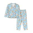 thumbnail image 1 of Pajama Sets for Women 2 Pcs, Corgi Dog 1 Button Down Long Sleeve Sleepwear Lounge PJ Sets, 1 of 6