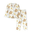 thumbnail image 1 of Pajama Sets for Women 2 Pcs, Cute Banana Monkey Button Down Long Sleeve Sleepwear Lounge PJ Sets, 1 of 6