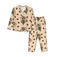 thumbnail image 1 of Pajama Sets for Women 2 Pcs, Cute Coffee Owls Button Down Long Sleeve Sleepwear Lounge PJ Sets, 1 of 6