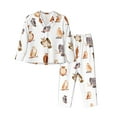 thumbnail image 1 of Pajama Sets for Women 2 Pcs, Cute Crooked Head Owl Button Down Long Sleeve Sleepwear Lounge PJ Sets, 1 of 6