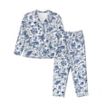 thumbnail image 1 of Pajama Sets for Women 2 Pcs, Cute Rabbit Flower Butterfly Rose Button Down Long Sleeve Sleepwear Lounge PJ Sets, 1 of 6