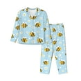thumbnail image 1 of Pajama Sets for Women 2 Pcs, Cute bee daisy blue Button Down Long Sleeve Sleepwear Lounge PJ Sets, 1 of 6