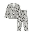 thumbnail image 1 of Pajama Sets for Women 2 Pcs, Cute boston terrier puppy paw Button Down Long Sleeve Sleepwear Lounge PJ Sets, 1 of 6