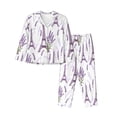 thumbnail image 1 of Pajama Sets for Women 2 Pcs, Eiffel Towers purple Button Down Long Sleeve Sleepwear Lounge PJ Sets, 1 of 6