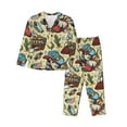 thumbnail image 1 of Pajama Sets for Women 2 Pcs, Exotic Train Pattern Button Down Long Sleeve Sleepwear Lounge PJ Sets, 1 of 6