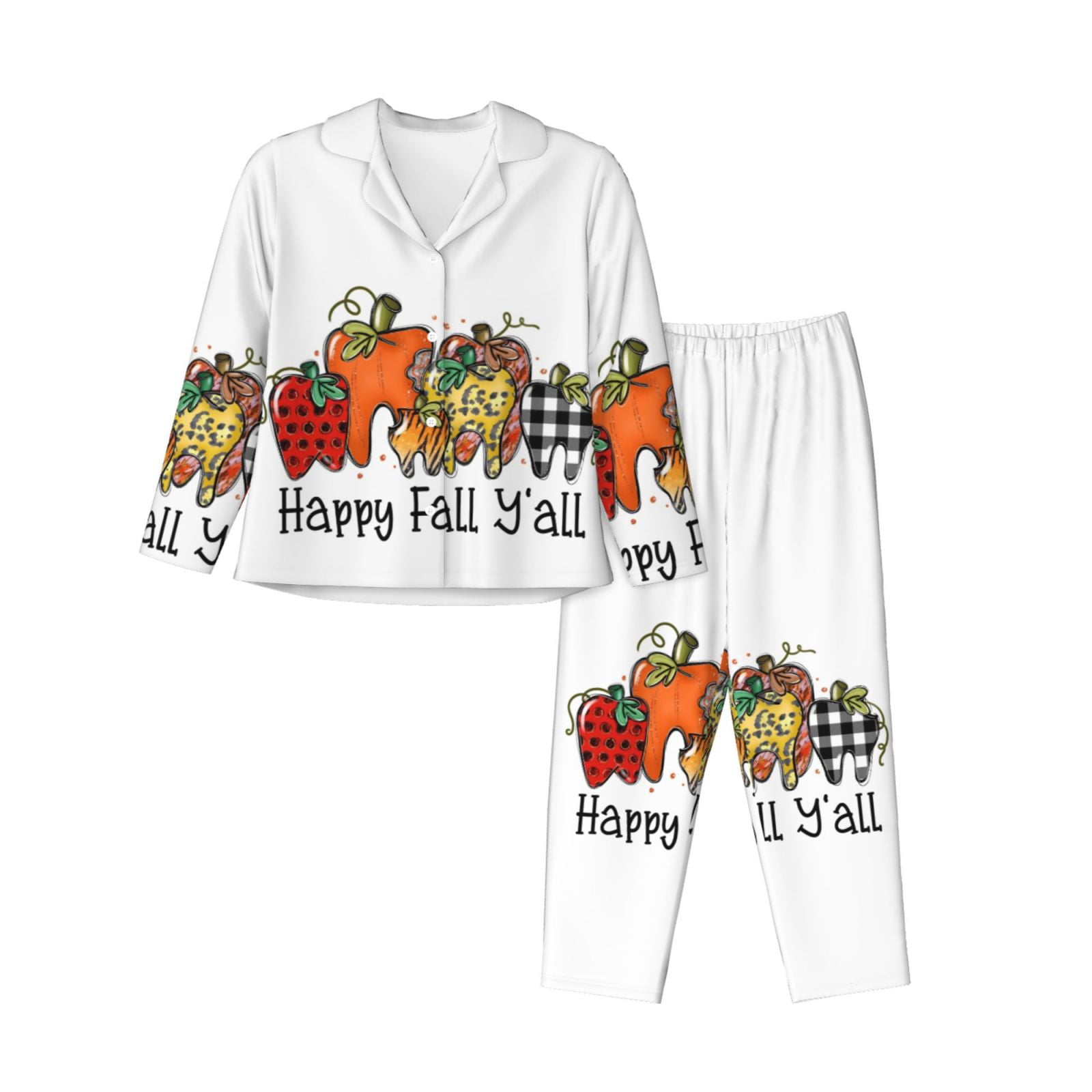 Pajama Sets for Women 2 Pcs, It'S Fall Y'All Button Down Long Sleeve ...