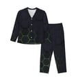 thumbnail image 1 of Pajama Sets for Women 2 Pcs, Modern Hexagonal Neon Grid Button Down Long Sleeve Sleepwear Lounge PJ Sets, 1 of 6