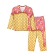 thumbnail image 1 of Pajama Sets for Women 2 Pcs, Pink Ice Cream Button Down Long Sleeve Sleepwear Lounge PJ Sets, 1 of 6
