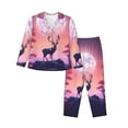 thumbnail image 1 of Pajama Sets for Women 2 Pcs, Red Tree Moon Elk Button Down Long Sleeve Sleepwear Lounge PJ Sets, 1 of 6