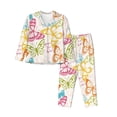 thumbnail image 1 of Pajama Sets for Women 2 Pcs, Retro colorful butterfly Button Down Long Sleeve Sleepwear Lounge PJ Sets, 1 of 6