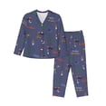 thumbnail image 1 of Pajama Sets for Women 2 Pcs, Summer beach island Button Down Long Sleeve Sleepwear Lounge PJ Sets, 1 of 6