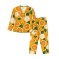 thumbnail image 1 of Pajama Sets for Women 2 Pcs, Sweet Cute Orange Button Down Long Sleeve Sleepwear Lounge PJ Sets, 1 of 6