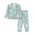 thumbnail image 1 of Pajama Sets for Women 2 Pcs, Swim Capybaras Bird Button Down Long Sleeve Sleepwear Lounge PJ Sets, 1 of 6