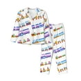 thumbnail image 1 of Pajama Sets for Women 2 Pcs, Trains colorful Pattern Button Down Long Sleeve Sleepwear Lounge PJ Sets, 1 of 6
