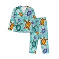 thumbnail image 1 of Pajama Sets for Women 2 Pcs, Turtles And Sea Button Down Long Sleeve Sleepwear Lounge PJ Sets, 1 of 6